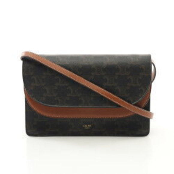 Celine Shoulder Bag Leather black brown - Picture 1 of 8